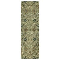 Kaleen Rugs Chancellor 2'6" X 8' Sage, Mustard, Light Brown, Denim And Linen Runner