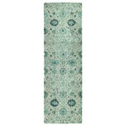 Kaleen Rugs Chancellor 2'6" X 8' Turquoise, Mist, Dark Jade, Denim And Moss Runner