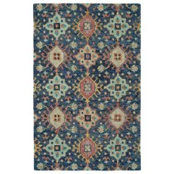 Kaleen Rugs Chancellor 2' X 3' Navy, Light Blue, Orange, Gold And Wine Area Rug