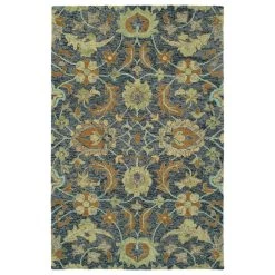 Kaleen Rugs Chancellor 4' X 6' Denim, Orange, Sage, Sand And Grey Area Rug