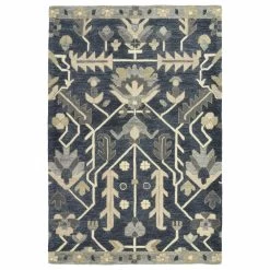 Kaleen Rugs Brooklyn 8' X 11' Denim, Steel Blue, Pewter Green, Grey Green, Linen And Ivory Area Rug
