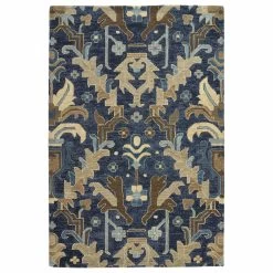 Kaleen Rugs Brooklyn 8' X 11' Navy, Denim, Bright Teal, Spa, Light Brown, Camel And Linen Area Rug