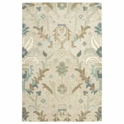 Kaleen Rugs Brooklyn 5' X 7'6" Oatmeal, Turquoise, Light Jade, Dark Jade, Taupe And Linen Area Rug