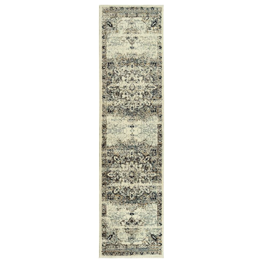 Kaleen Rugs Nashville Oriental 2' x 7'8" Ivory, Silver, Charcoal and Navy Runner Kaleen Rugs Nashville Oriental 2' X 7'8" Ivory, Silver, Charcoal And Navy Runner -Carpet And Flooring Stores 5497997 1