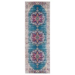 Amer Rugs Manhattan 2'6" X 6' Turquoise And Ivory Runner