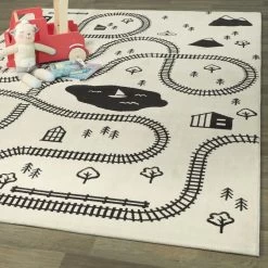 Balta Rugs Train Town 3'11" X 5'7" Cream Kids Area Rug -Carpet And Flooring Stores 5745874 2