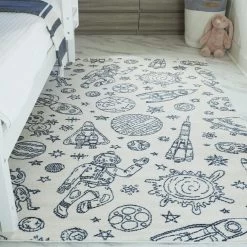 Balta Rugs Space Rockets 3'11" X 5'7" White Kids Area Rug -Carpet And Flooring Stores 5746062 2