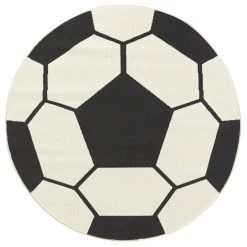 Balta Rugs Soccer 3'11" Round Black Kids Area Rug