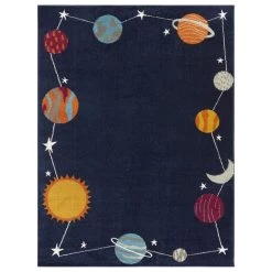 Balta Rugs Planet Border 3'11" X 5'7" Navy Blue Kids Area Rug