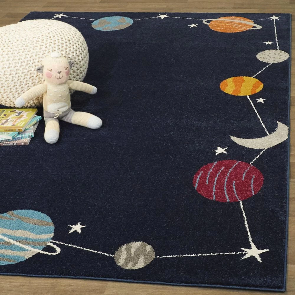 Balta Rugs Planet Border 3'11" x 5'7" Navy Blue Kids Area Rug Balta Rugs Planet Border 3'11" X 5'7" Navy Blue Kids Area Rug -Carpet And Flooring Stores 5746450 2