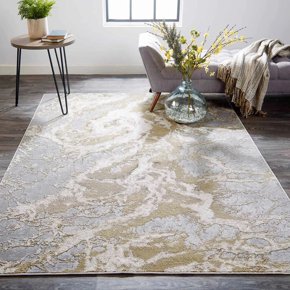 Feizy Rugs Aura 3563F 3'11" x 6' Beige and Gray Area Rug Feizy Rugs Aura 3563F 3'11" X 6' Beige And Gray Area Rug -Carpet And Flooring Stores 6072013 2