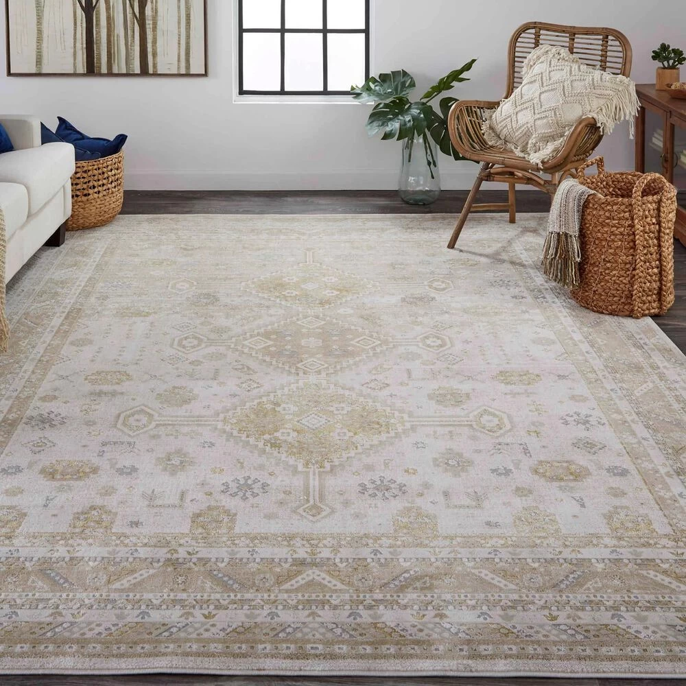 Feizy Rugs Aura 3738F 3'11" x 6' Gold and Ivory Area Rug Feizy Rugs Aura 3738F 3'11" X 6' Gold And Ivory Area Rug -Carpet And Flooring Stores 6072294 2