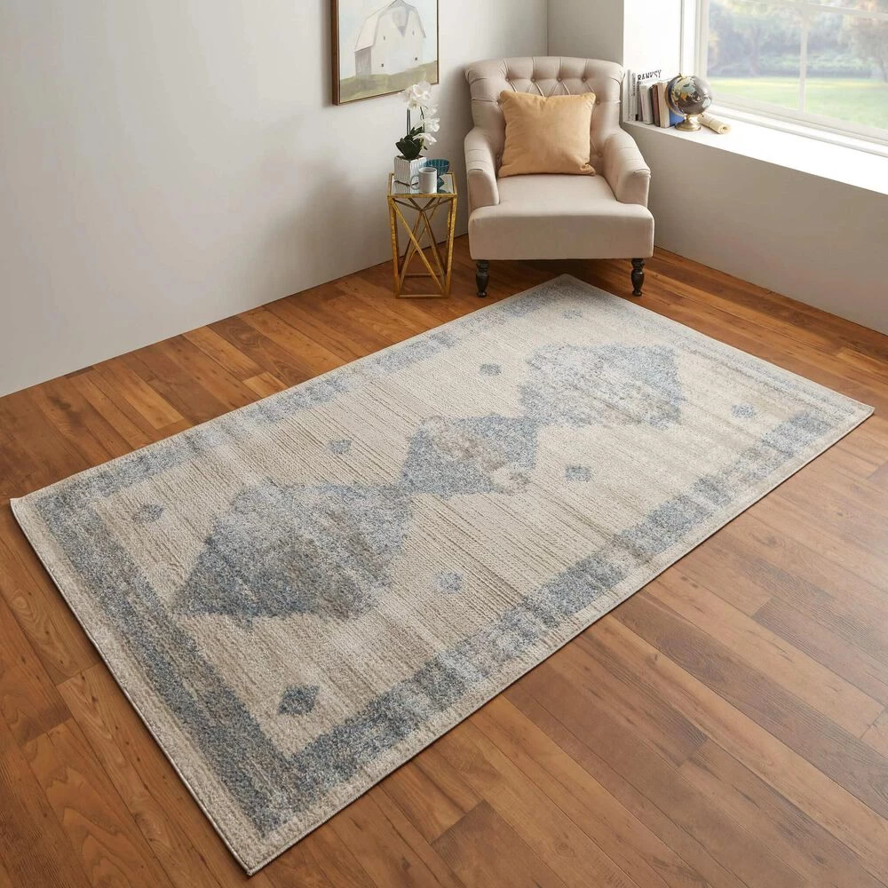 Feizy Rugs Camellia Geometric 4'3" x 6'3" Blue and Ivory Area Rug Feizy Rugs Camellia Geometric 4'3" X 6'3" Blue And Ivory Area Rug -Carpet And Flooring Stores 6083572 2