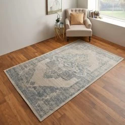 Feizy Rugs Camellia 39KNF 8' X 10' Blue And Ivory Area Rug -Carpet And Flooring Stores 6084356 2