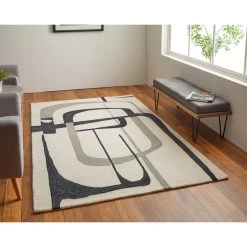 Feizy Rugs Maguire 8905F 3'6" X 5'6" Ivory And Black Area Rug 1 Feizy Rugs Maguire 8905F 3'6" X 5'6" Ivory And Black Area Rug -Carpet And Flooring Stores 6157921 2