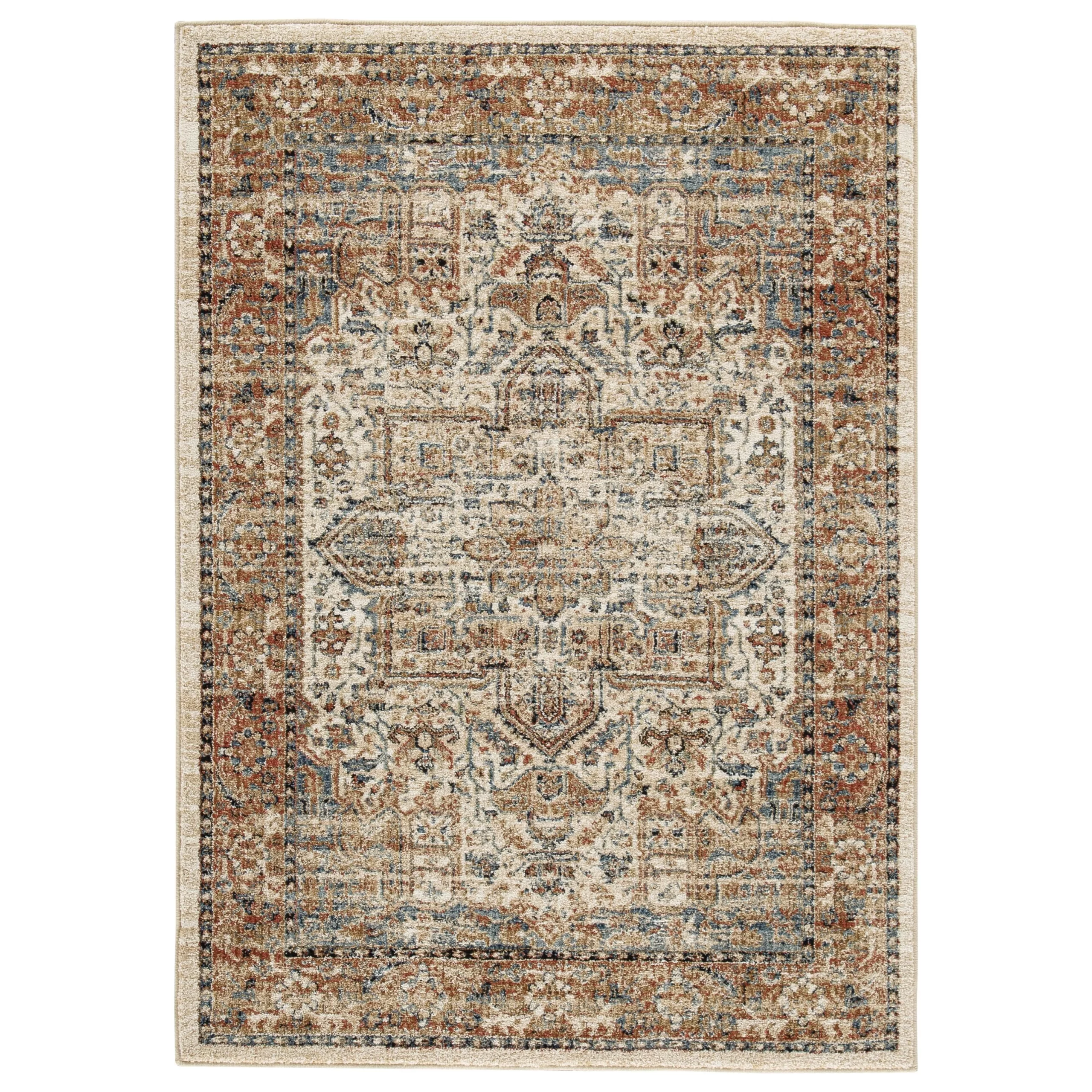 Jirair Tan/Blue/Rust Medium Rug Signature Design By Ashley Traditional Classics Area Rugs Jirair Tan/Blue/Rust Medium Rug