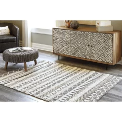 Karalee Ivory/Brown Medium Rug Signature Design By Ashley Contemporary Area Rugs Karalee Ivory/Brown Medium Rug -Carpet And Flooring Stores rugs20 20contemporary r404441 b3