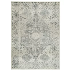 Precia Gray/Cream Medium Rug Signature Design By Ashley Casual Area Rugs Precia Gray/Cream Medium Rug